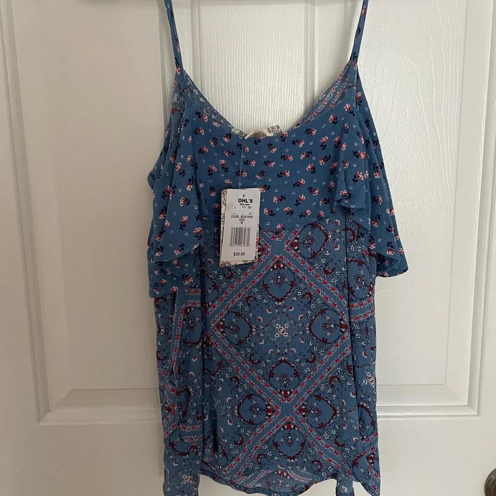 Blue Patterned Tank Top - Picture 2 of 2